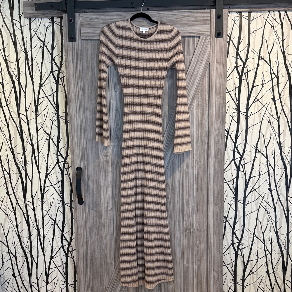 Boheme Striped Maxi Dress - Brown and Cream